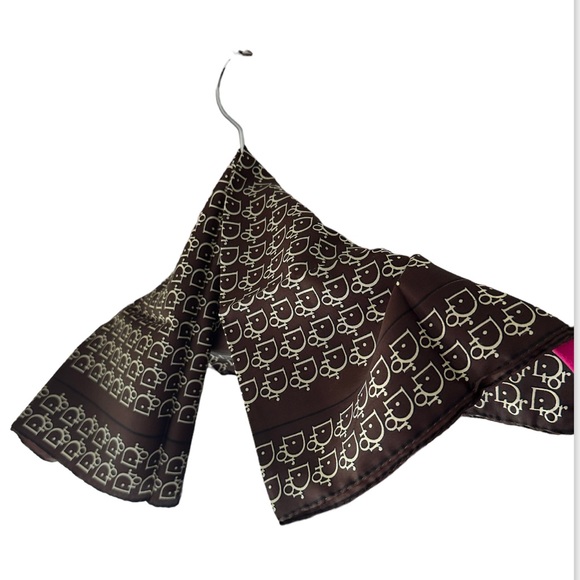 Christian Dior 100% Silk Handkerchief - Brown and Cream - Vintage - Picture 3 of 9